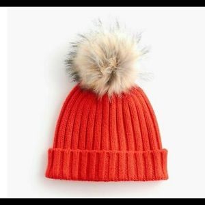 Orange rubbed Pom beanie J-crew